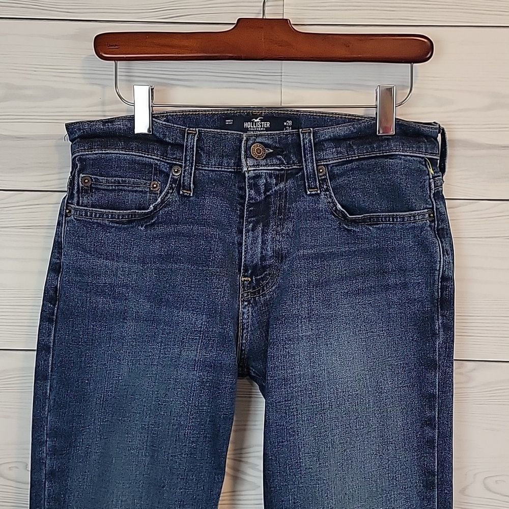 Hollister Epic Flex Slim Straight Blue Denim Jeans Womens Size Waist 28" - Picture 4 of 14